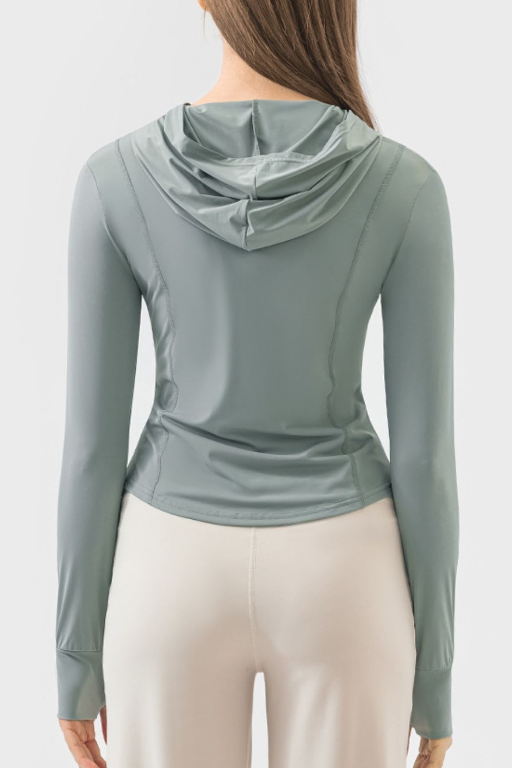 Zip-Up Hooded Long Sleeve Active Outerwear