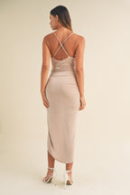 Draped Detail Cami Midi Dress Light Mauve