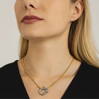 Lucky Lock Carabiner Necklace Two-Tone Mixed Metal Horseshoe Pendant Chain