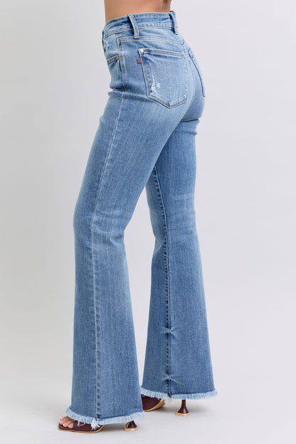 Raw Hem High Rise Bootcut Jeans