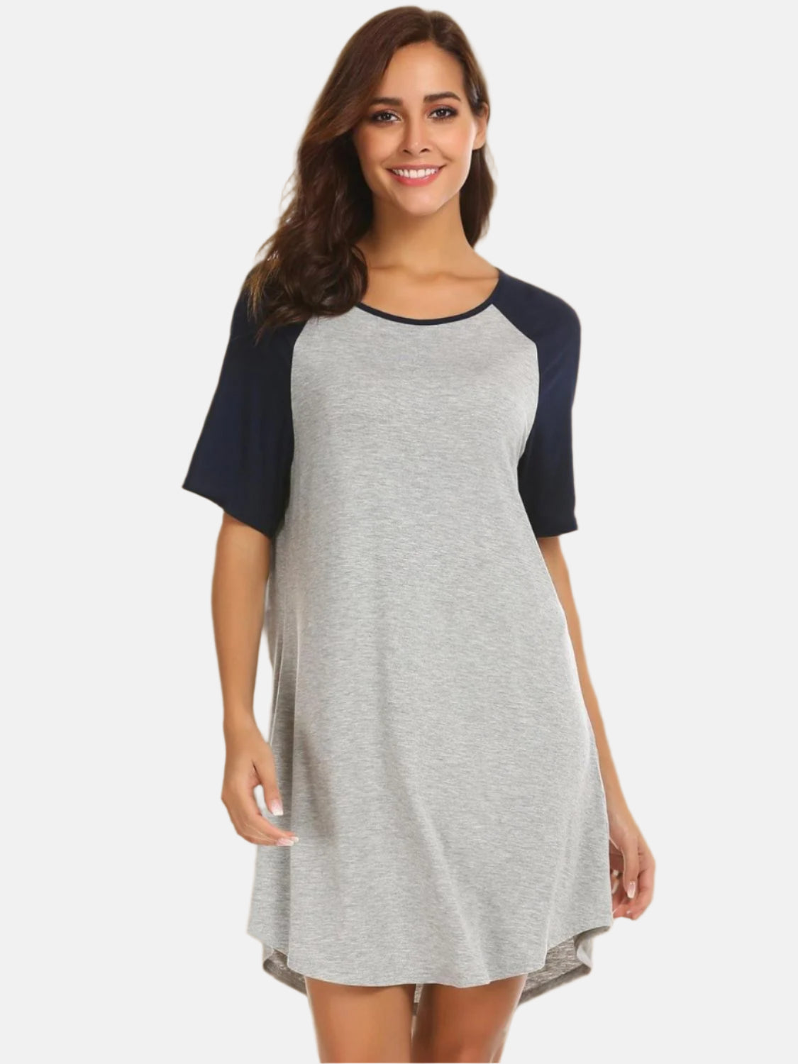 Round Neck Short Sleeve Contrast Lounge Dress