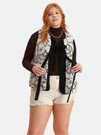 Tied Sherpa Vest Coat with Pockets (Size +)