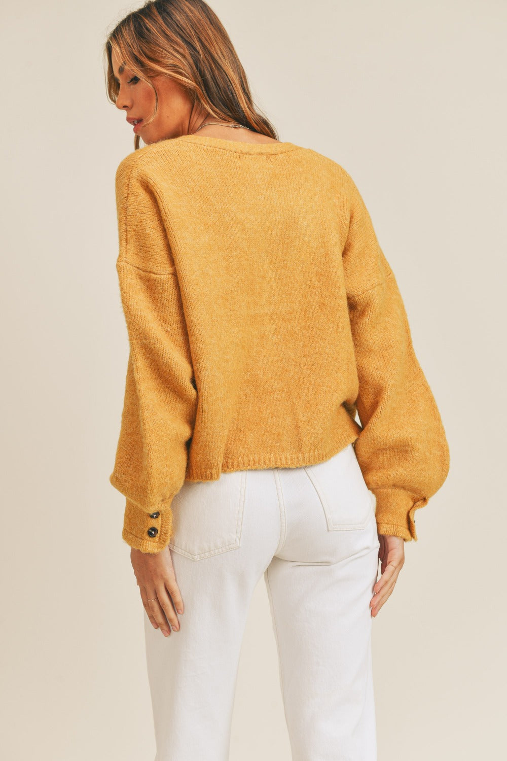 Button Down Sweater Cardigan Mustard