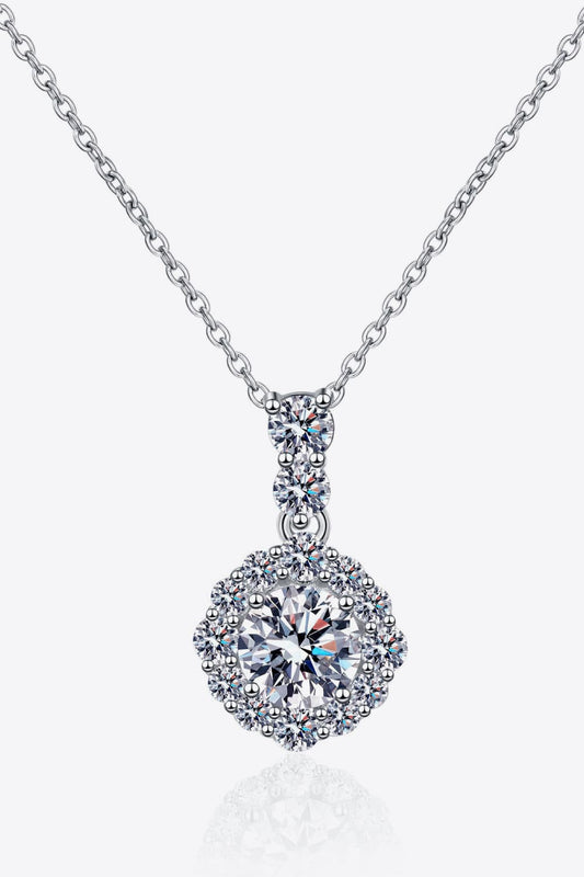 Round 1 Ct Moissanite Silver Pendant Necklace