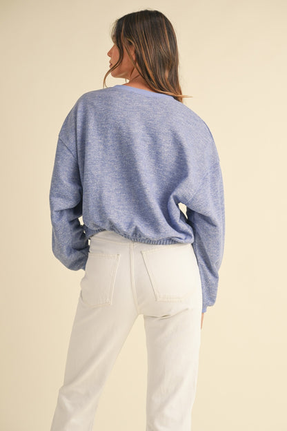 Letter Embroidery Crop Sweatshirt Violet