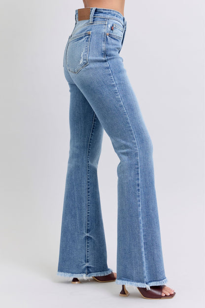 Raw Hem High Rise Bootcut Jeans