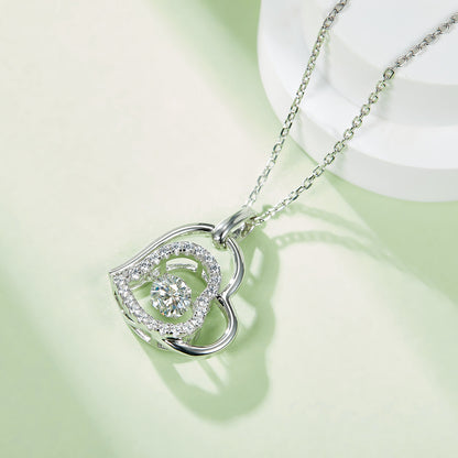 Heart Necklace Moissanite in 925 Sterling Silver