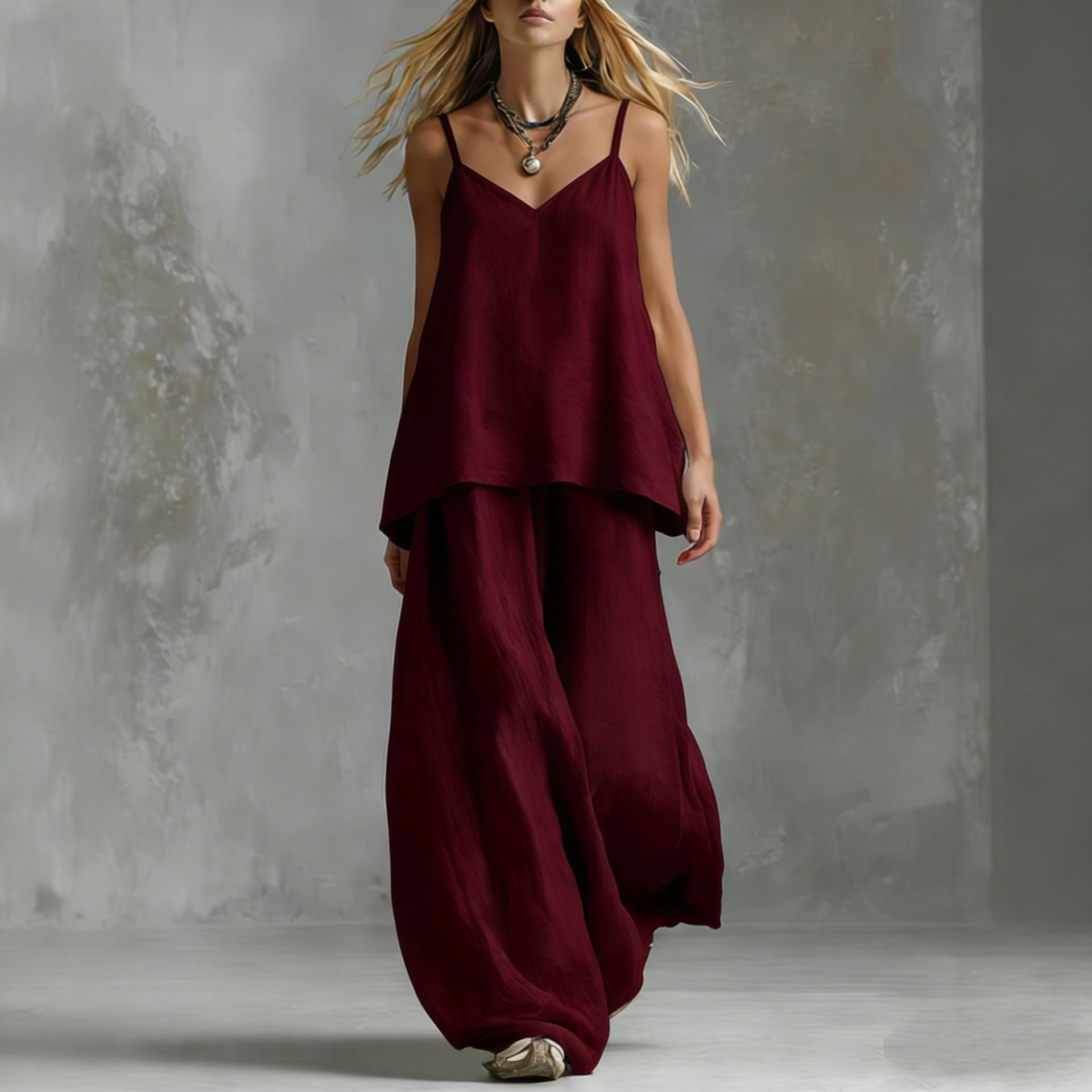 Women's Sleeveless Elegant Pantsuit | Off-Shoulder 2-Piece Suit Set
