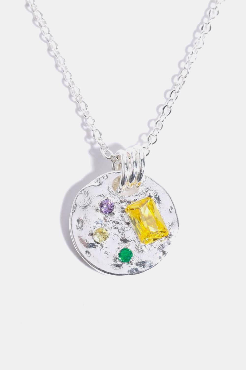 Multicolored Zircon Round Pendant Necklace