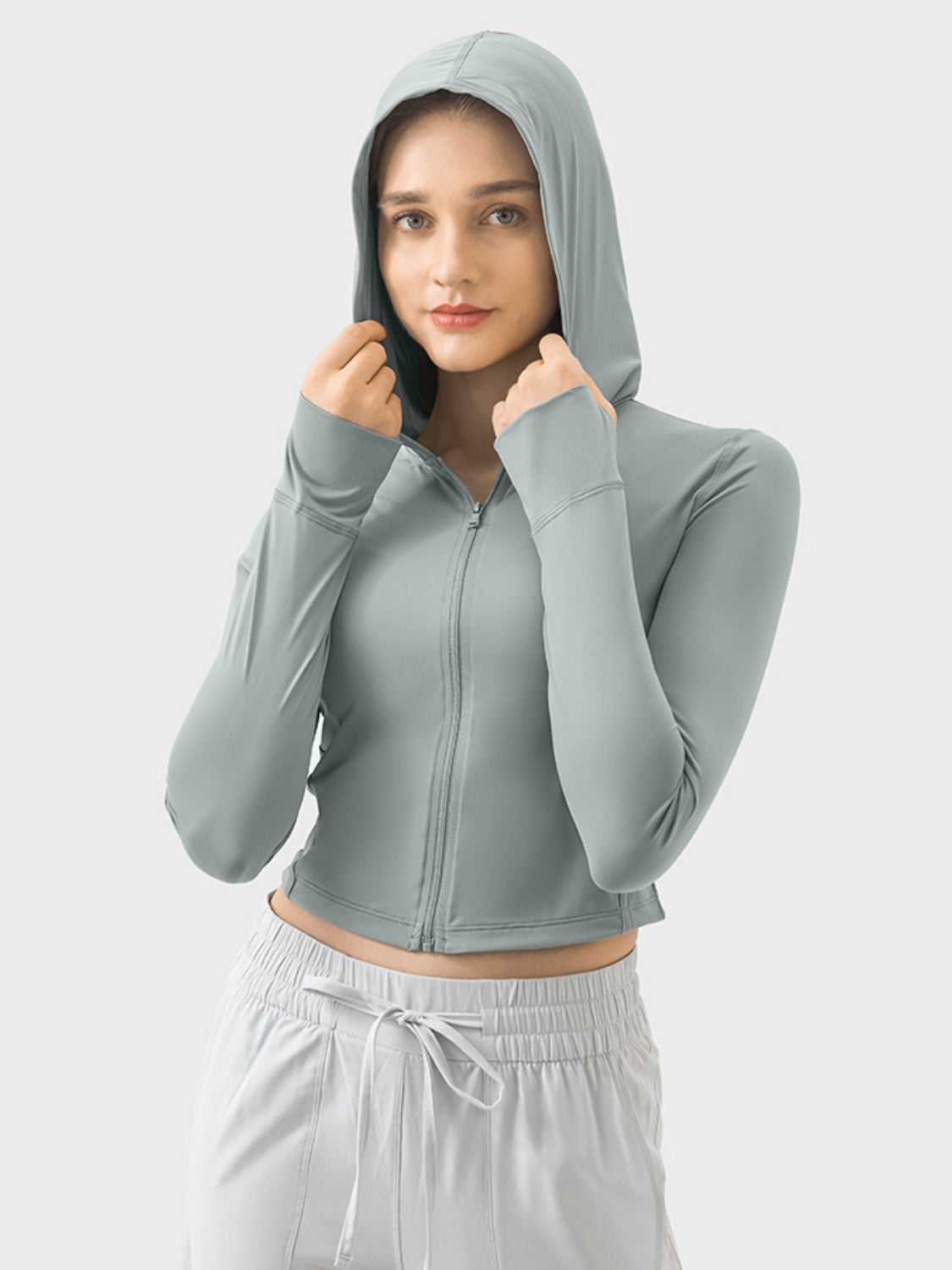 Zip-Up Long Sleeve Active Hoodie