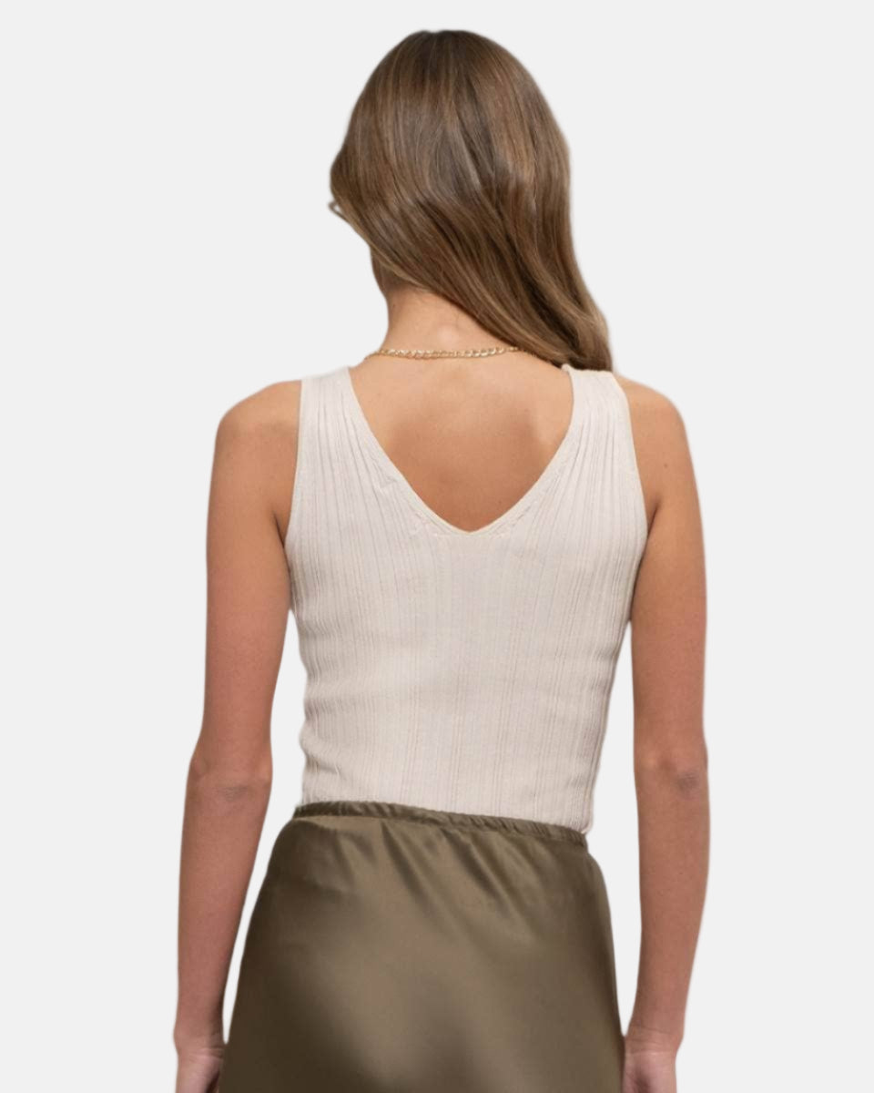 Sleeveless V-Neck Sweater Knit Top