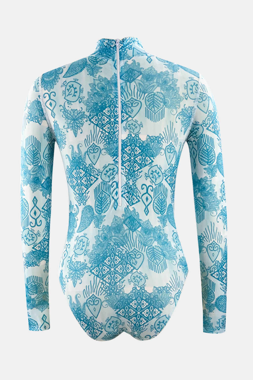 Mock Neck Long Sleeve One-Piece Swimwear