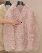 Fireladyfur Women's Tuscan Sheepskin Winter Coat ‘Peach Oolong’