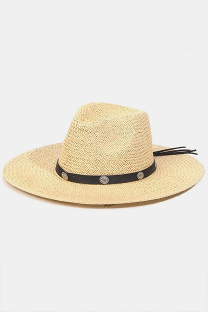 Ivory Belt Strap Straw Hat