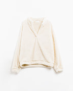 Ecru Fluffy V-Neck Sweater