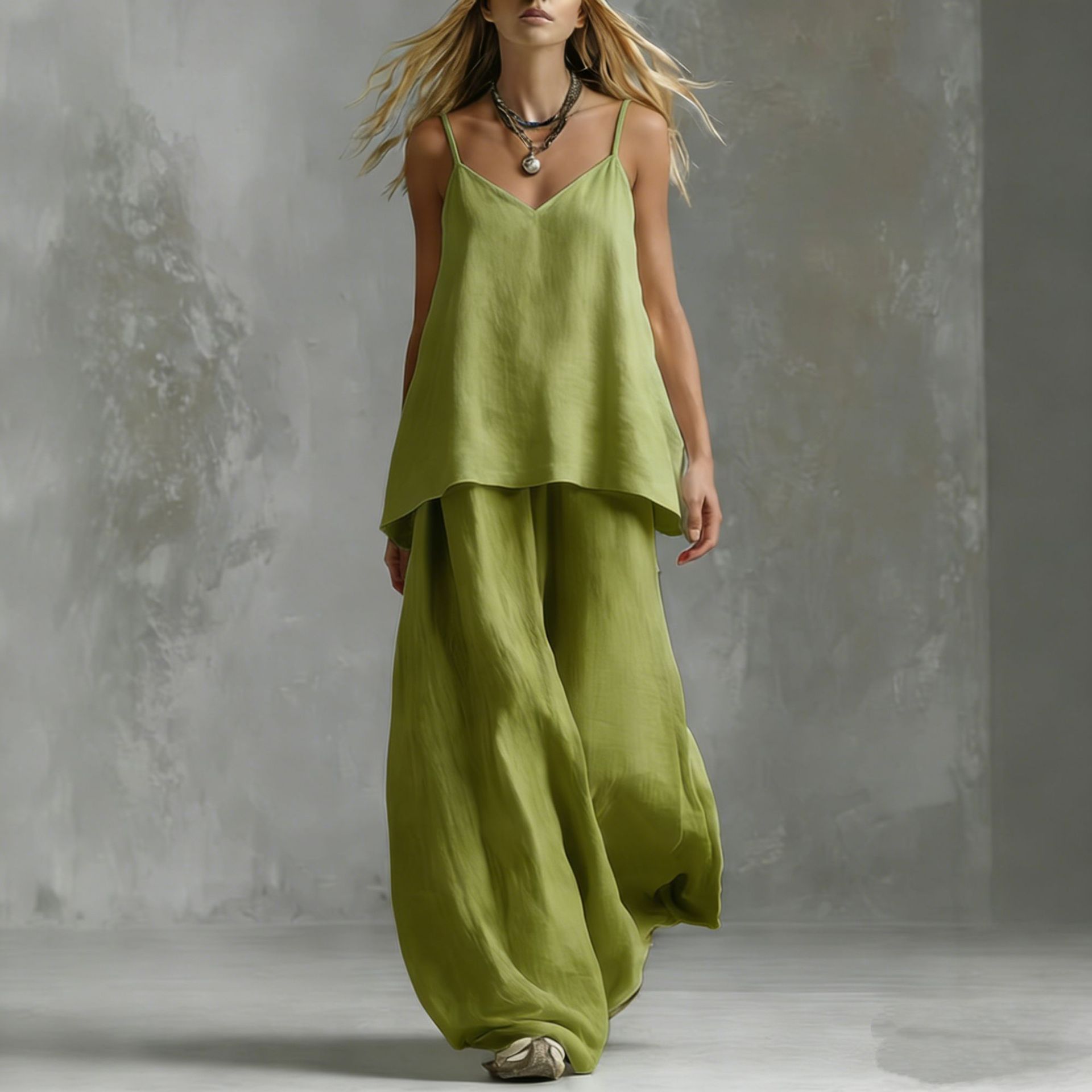 Women's Sleeveless Elegant Pantsuit | Off-Shoulder 2-Piece Suit Set