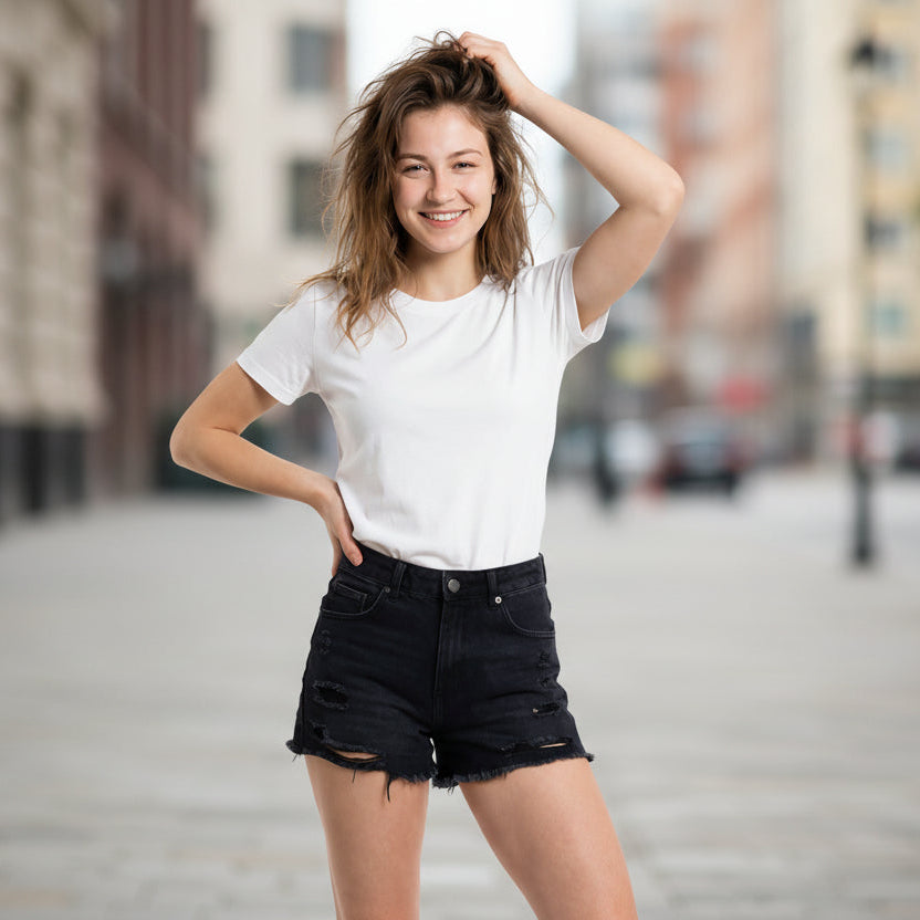 Slim Fit Solid Color Combed Cotton Top
