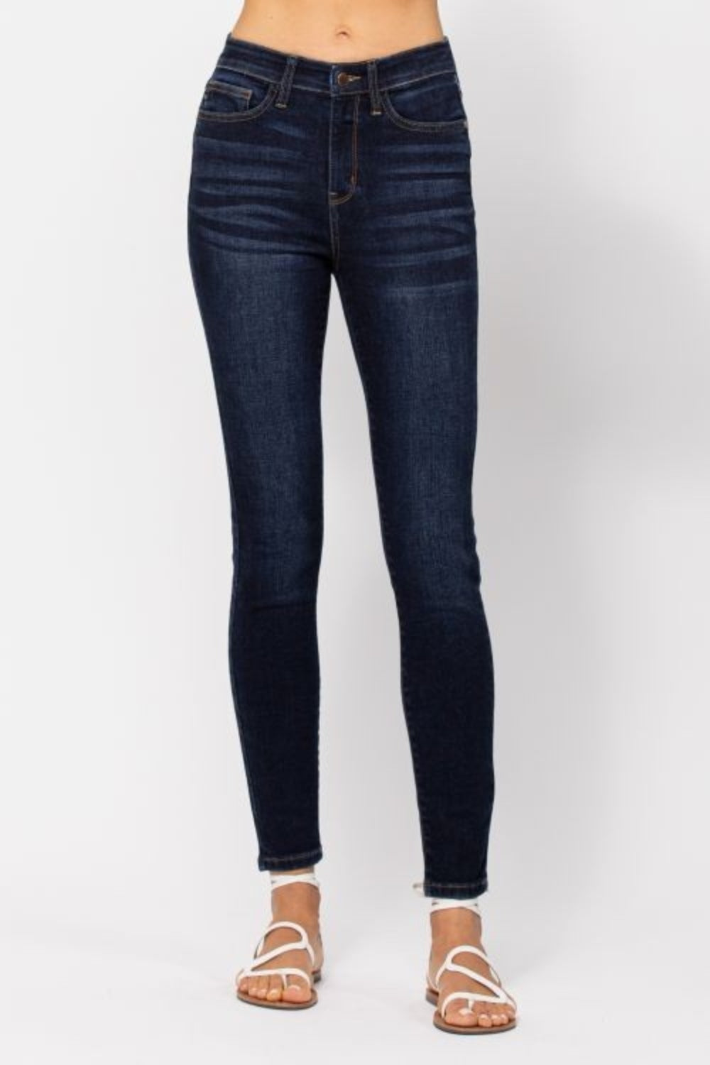 Dark Denim High Waist Handsand Skinny Jeans