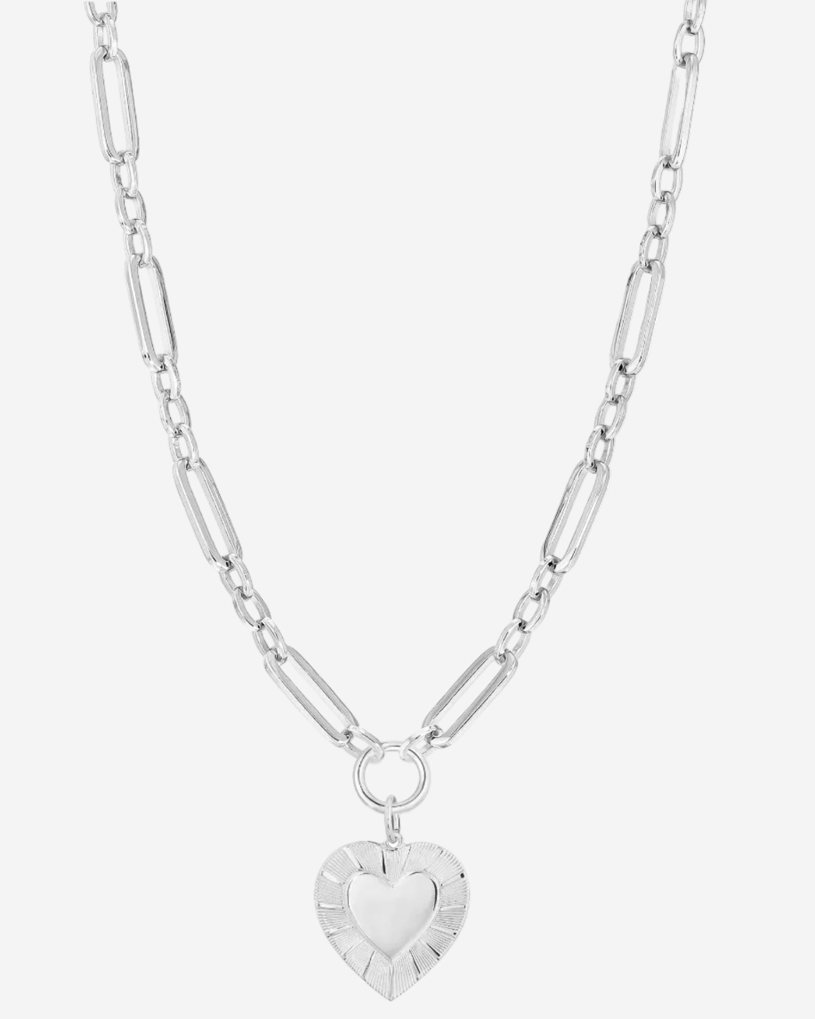 Large Multi Link Chain & Heart Pendant Necklace by Eklexic