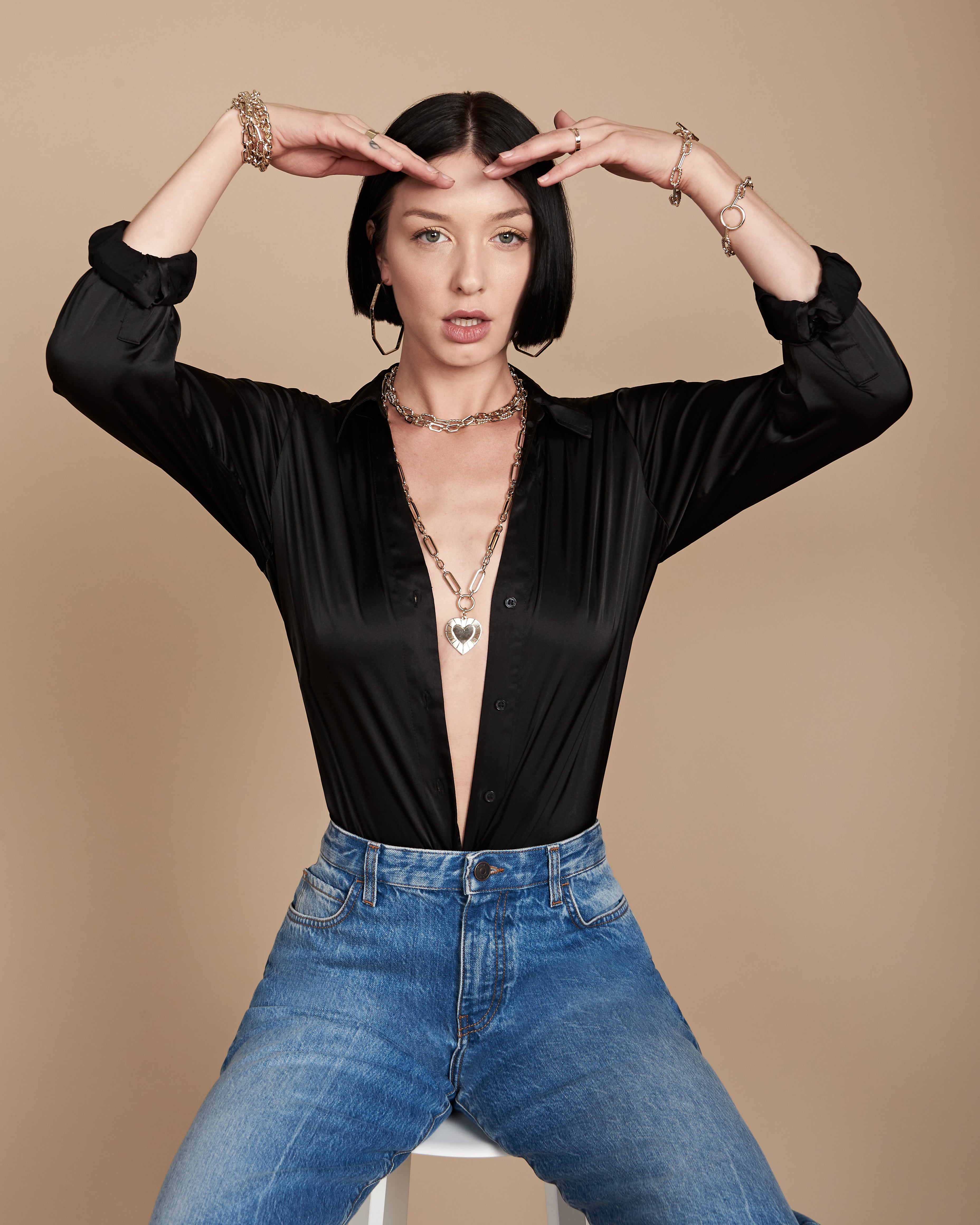 Large Multi Link Chain & Heart Pendant Necklace by Eklexic