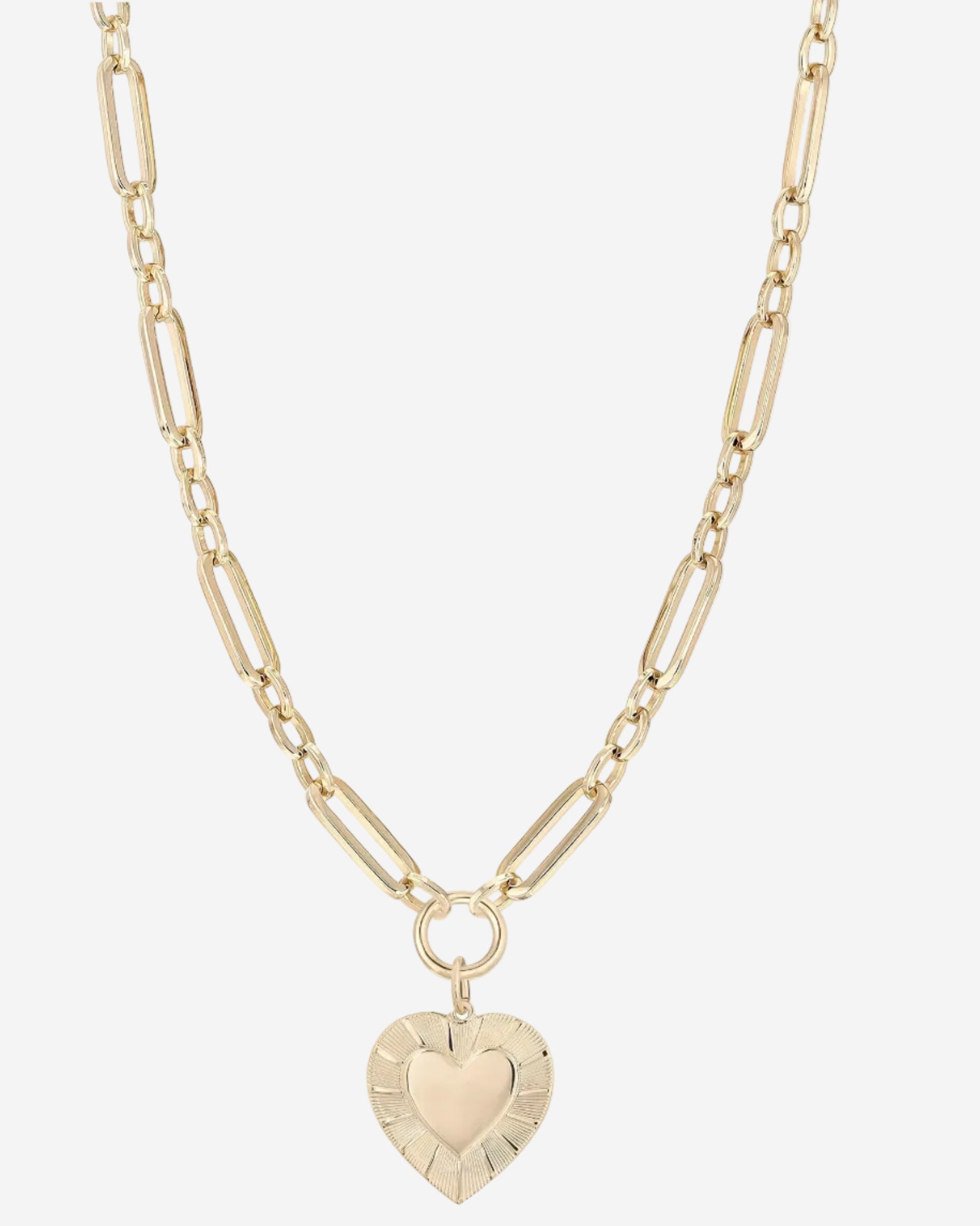Large Multi Link Chain & Heart Pendant Necklace by Eklexic