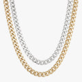 Two-Toned Double Curb Chain Necklace by Eklexic