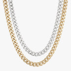 Two-Toned Double Curb Chain Necklace by Eklexic