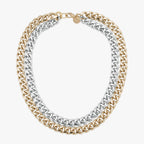Two-Toned Double Curb Chain Necklace by Eklexic