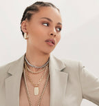 Two-Toned Double Curb Chain Necklace by Eklexic