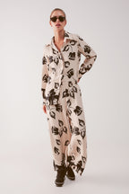 Elasticated Super Wide Leg Pants in Creme