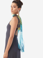 Narrow Infinity Scarf | Teal + Olive + Black