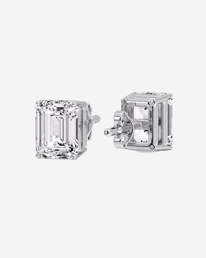 Emerald Cut Diamond Stud Earrings