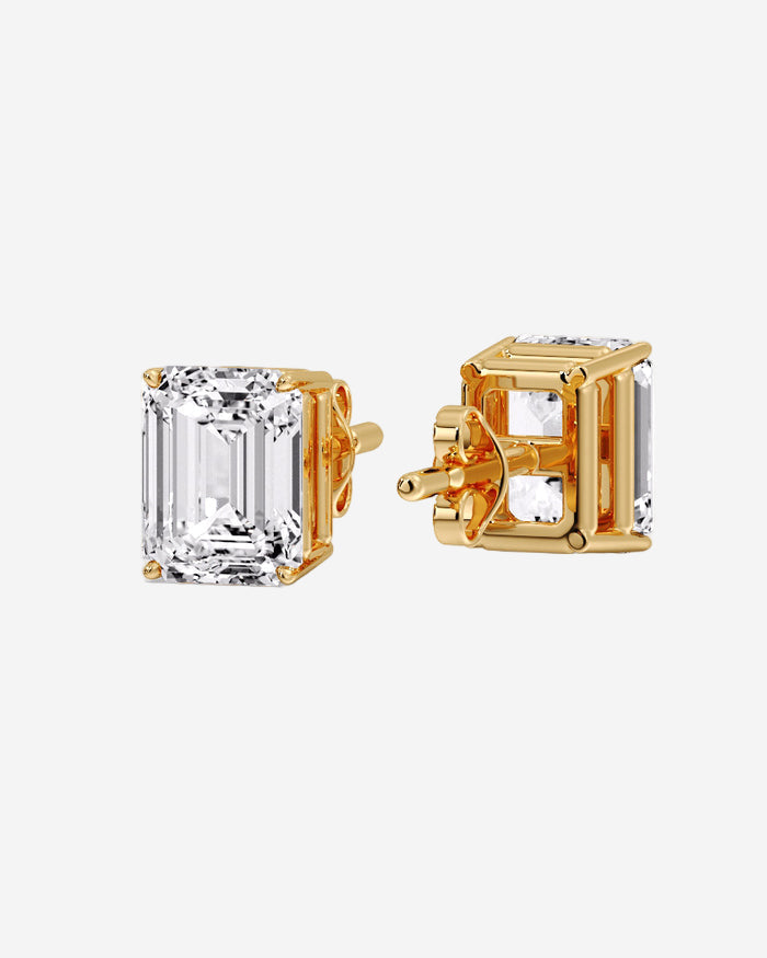 Emerald Cut Diamond Stud Earrings
