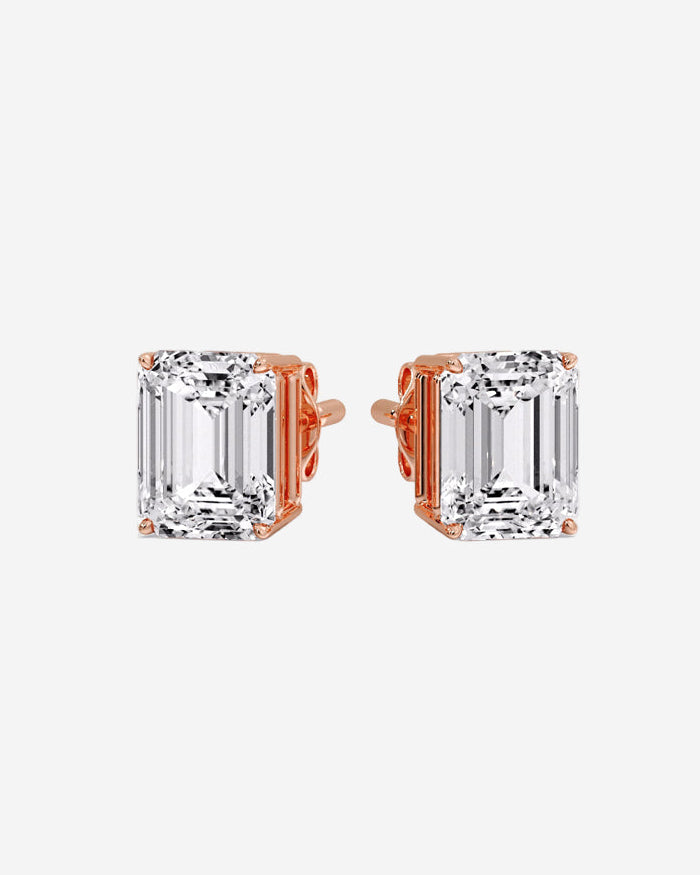 Emerald Cut Diamond Stud Earrings