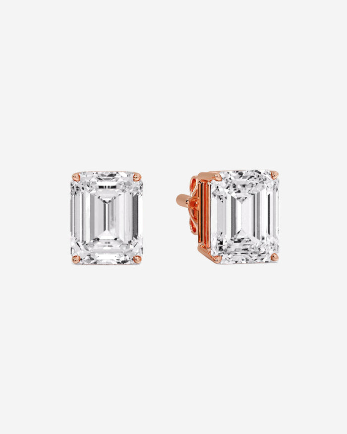 Emerald Cut Diamond Stud Earrings