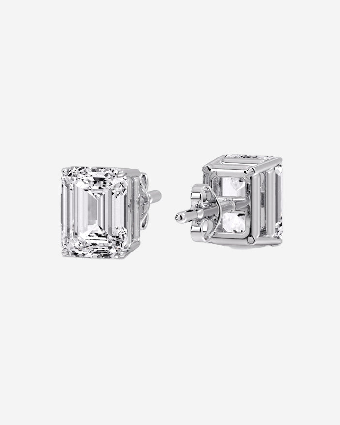 Emerald Cut Diamond Stud Earrings