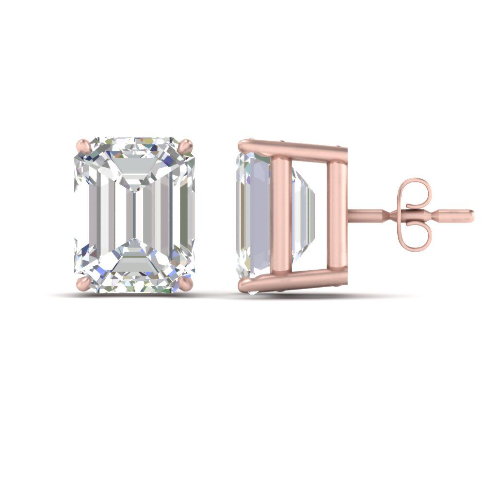Emerald Cut Diamond Stud Earrings