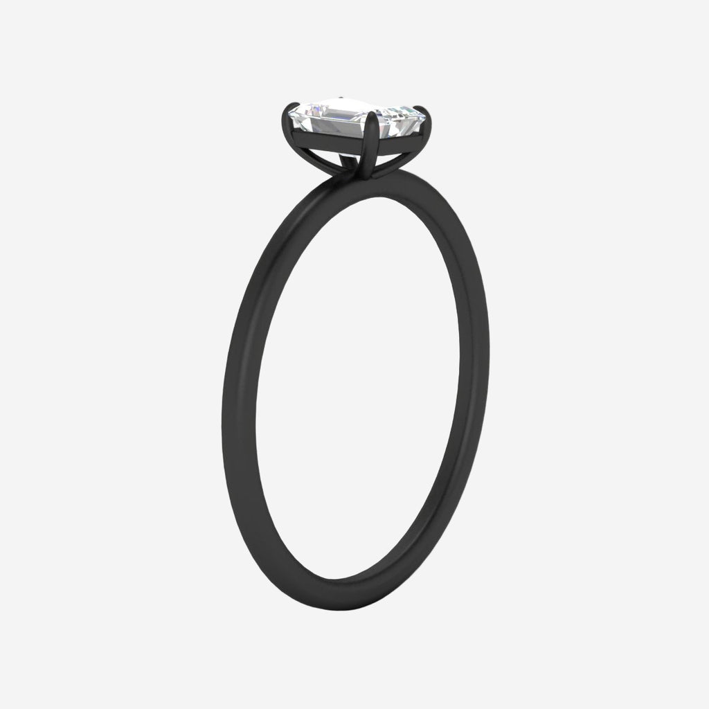Emerald Cut Thin Classic Solitaire Ring