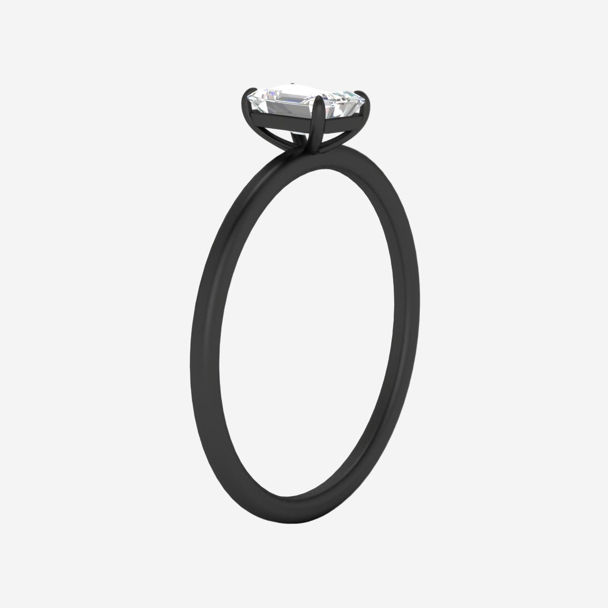 Emerald Cut Thin Classic Solitaire Ring