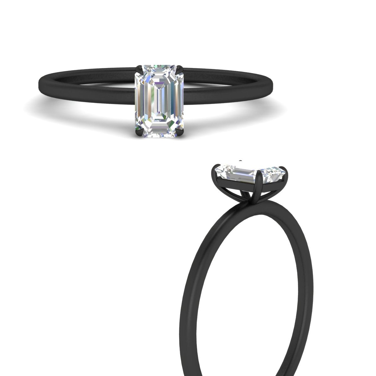 Emerald Cut Thin Classic Solitaire Ring