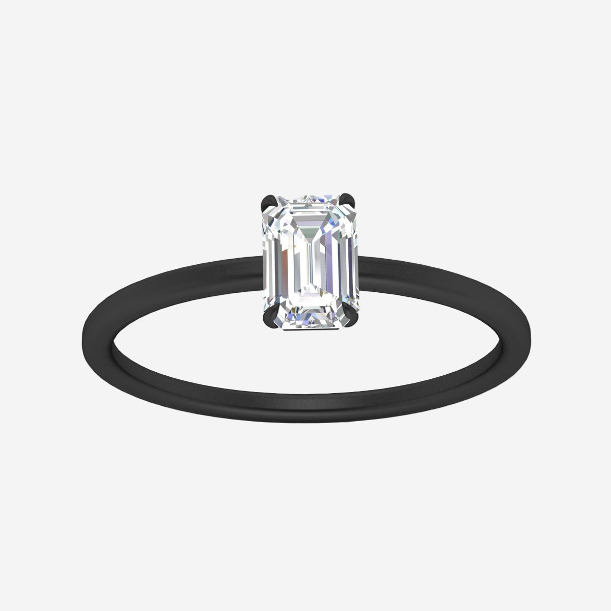 Emerald Cut Thin Classic Solitaire Ring