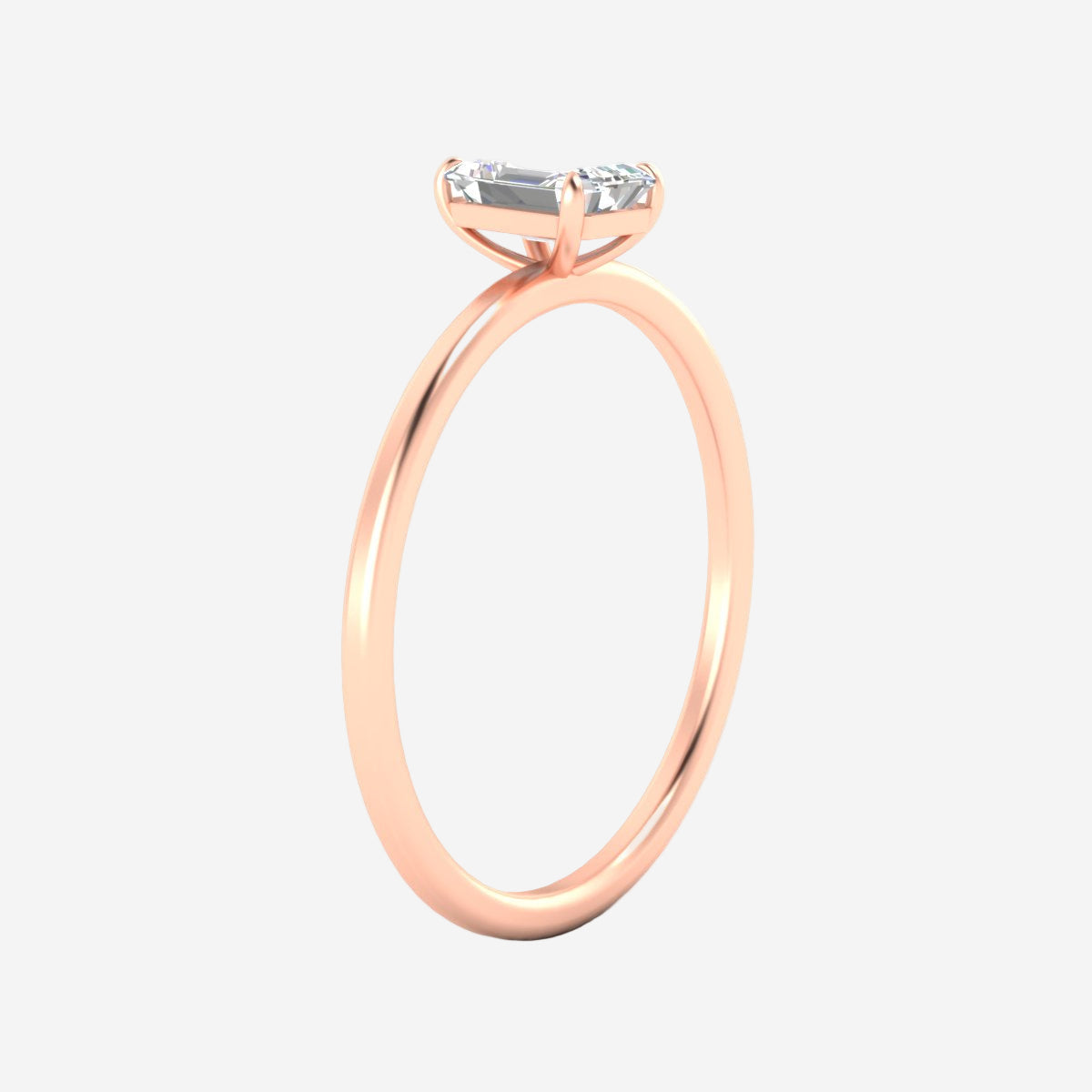Emerald Cut Thin Classic Solitaire Ring