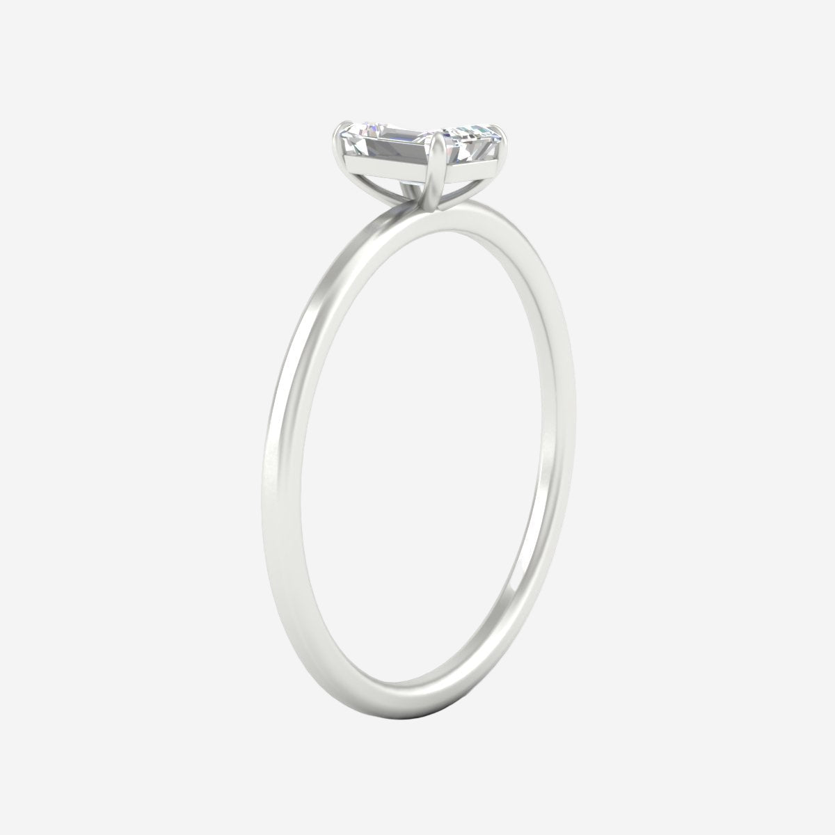 Emerald Cut Thin Classic Solitaire Ring