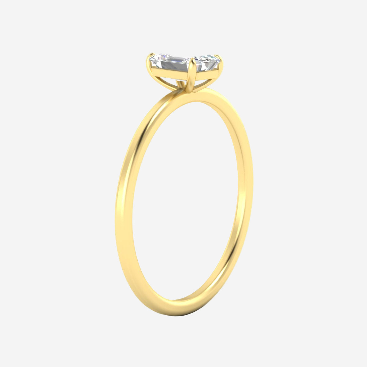 Emerald Cut Thin Classic Solitaire Ring