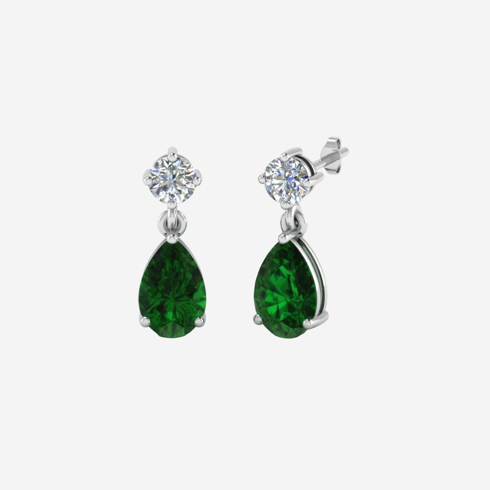 Gemstone Pear Drop Stud Earring