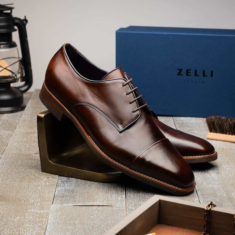 Enzo Italian Calfskin Cap Toe Oxfords | Chestnut