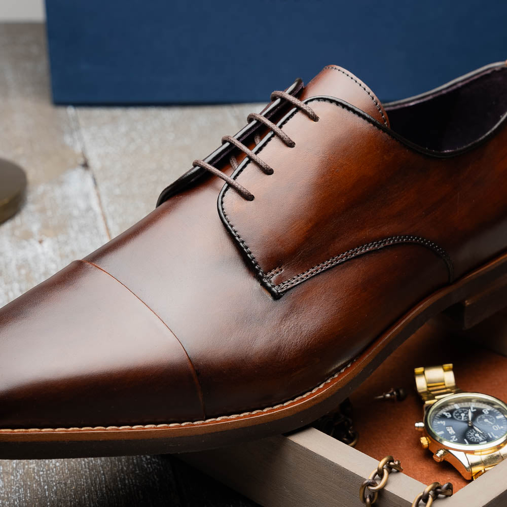 Enzo Italian Calfskin Cap Toe Oxfords | Chestnut