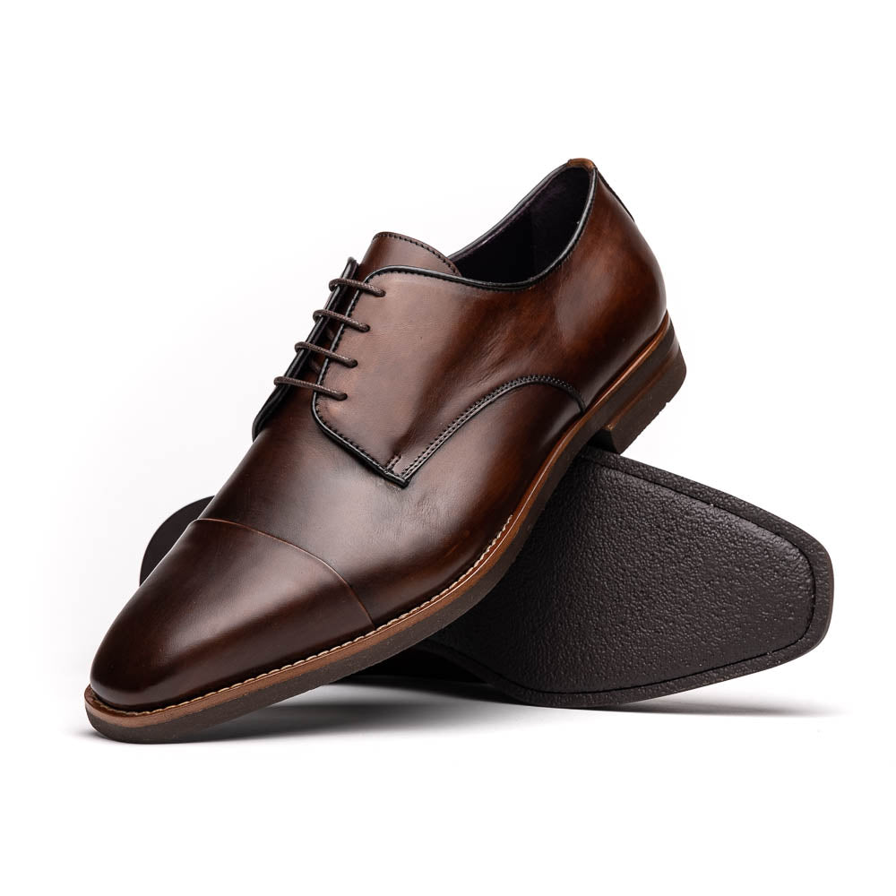 Enzo Italian Calfskin Cap Toe Oxfords | Chestnut