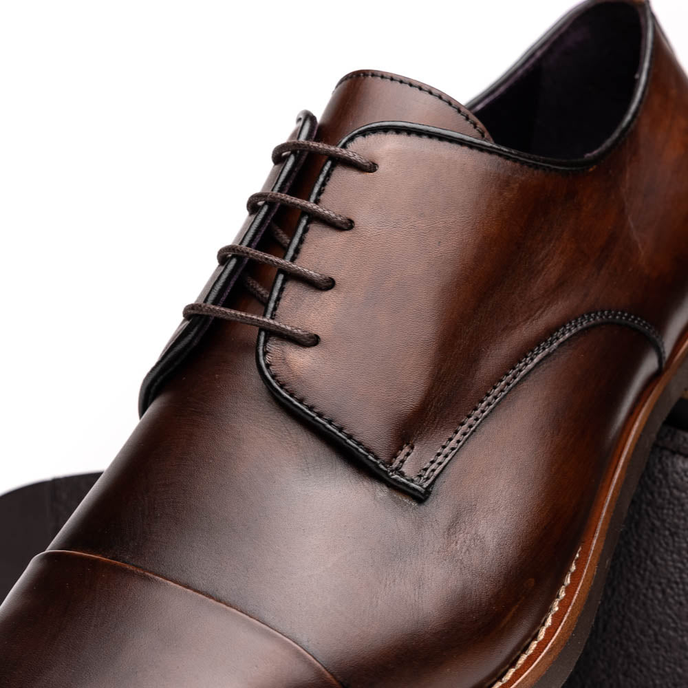 Enzo Italian Calfskin Cap Toe Oxfords | Chestnut