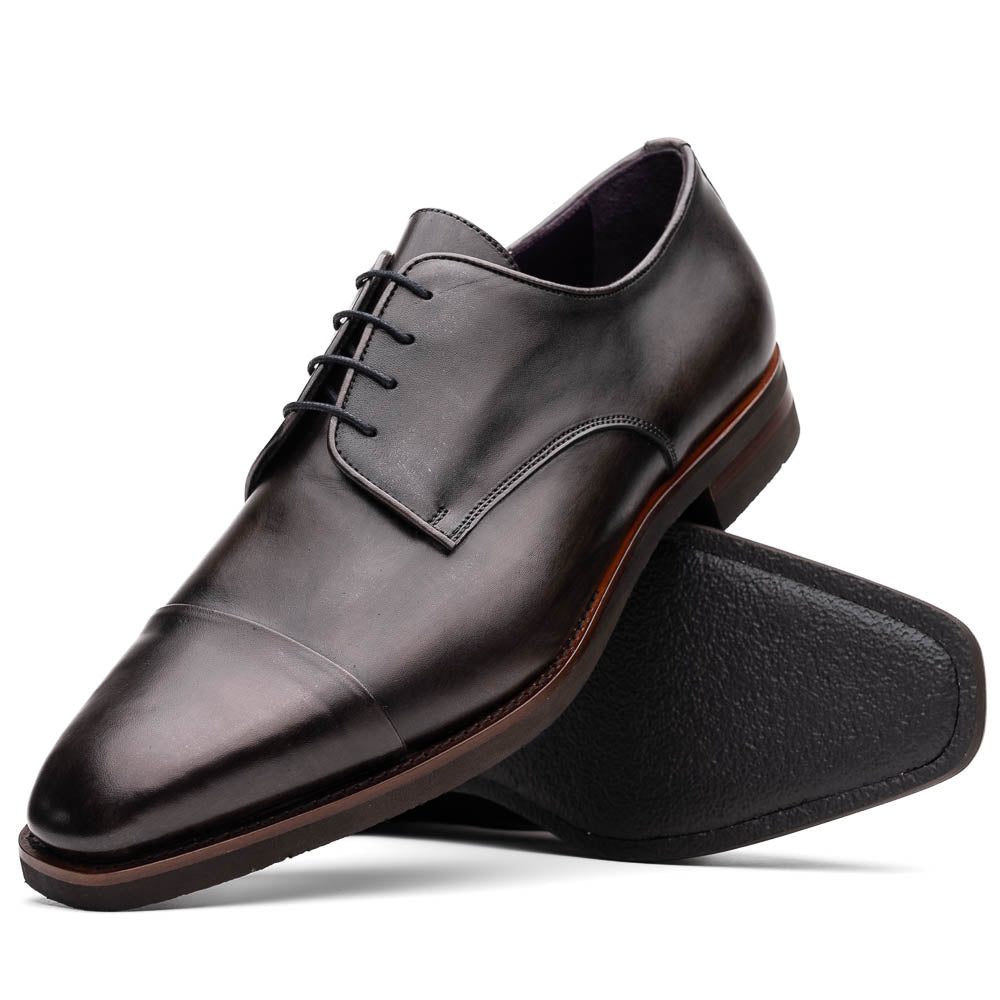 Enzo Italian Calfskin Cap Toe Oxfords | Burnished Black